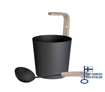 OPA LUMO Earth - sada kbelík a naběračka do sauny, černá